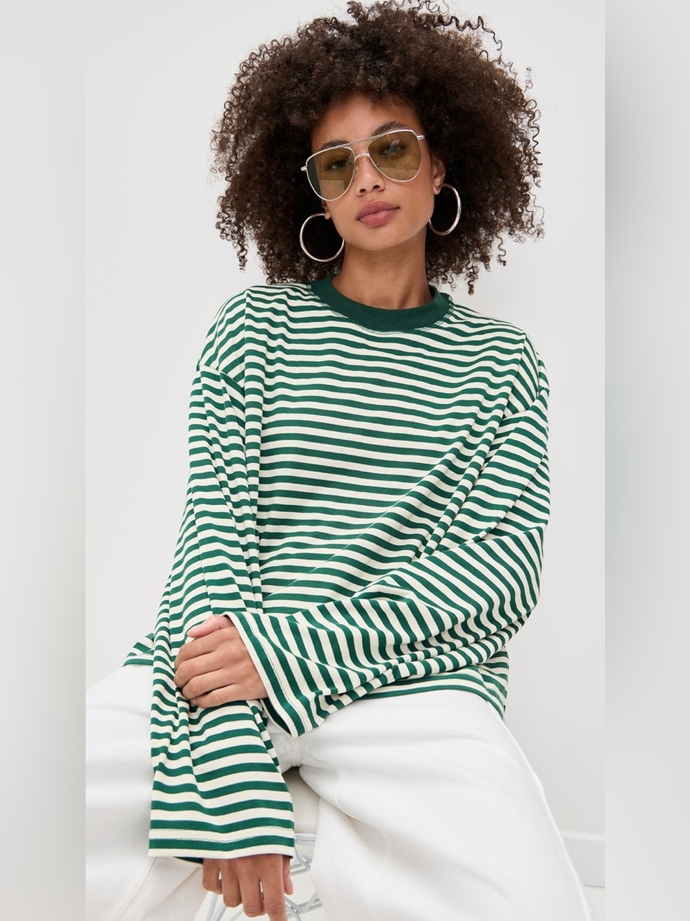 Lioness Bloom Long Sleeve Top in Moss Stripe - Picture 2 of 8